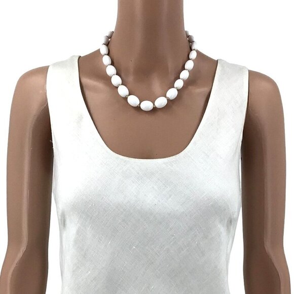 Vintage Monet Necklace White Gold Tone Beaded 18 Inch Length - Picture 2 of 2